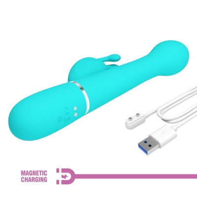 PRETTY LOVE - VIBRADOR COELHO DEJON 3 EM 1 MULTIFUNO AQUA VERDE - D-238773 - Dona Pimenta