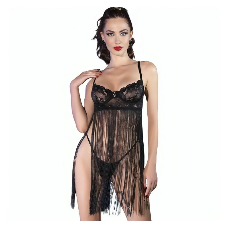 CHILIROSE - CR 4496 BABYDOLL PRETO S/M - D-238835 - Dona Pimenta CHILIROSE - CR 4496 BABYDOLL PRETO S/M - D-238835 - Dona Pimenta