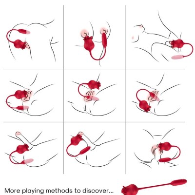 ARMONY - ROSELIP LICKING VIBRANDO CLITÓRIS E VIBRADOR VERMELHO - D-237965 - Dona Pimenta