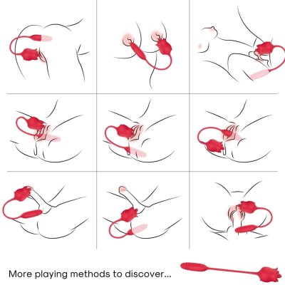 ARMONY - ESTIMULADOR E VIBRADOR ROSA COLA VERMELHO - D-237969 - Dona Pimenta