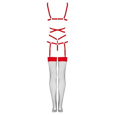 LIVCO CORSETTI FASHION - THIARA LC 20213 CONJUNTO CORPO + MEIAS VERMELHAS S/M - D-240097 - Dona Pimenta