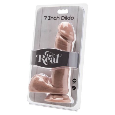 GET REAL - DILDO 18 CM COM BOLAS PELE - D-234567 - Dona Pimenta