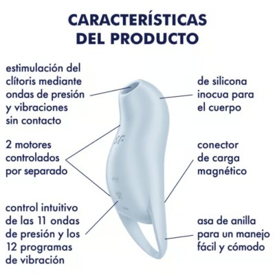 SATISFYER - ESTIMULADOR DE CLITÓRIS POCKET PRO 1 AZUL CLARO - D-239972 - Dona Pimenta