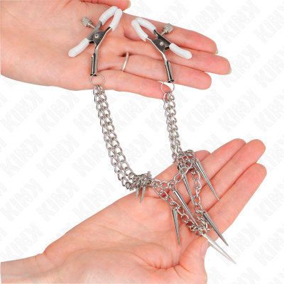 KINK - PINÇAS PARA BICOS COM CORRENTES DE PONTOS 30 CM - D-240952 - Dona Pimenta