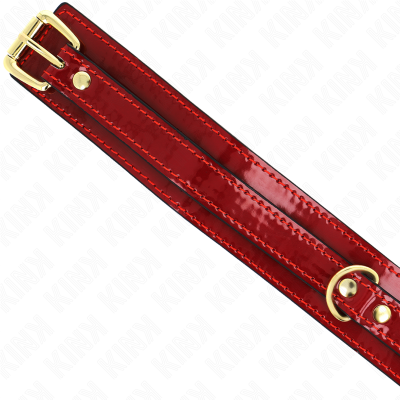 KINK - COLAR AJUSTÁVEL VINHO TINTO COM DETALHES DOURADOS 29-42,5 CM X 4 CM - D-240755 - Dona Pimenta