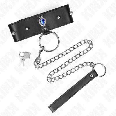 KINK - COLAR 65 CM COM ALÇA COM DIAMANTES AZUIS AJUSTÁVEL 36-43 CM X 5 CM - D-240775 - Dona Pimenta