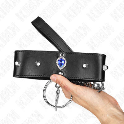 KINK - COLAR 65 CM COM ALÇA COM DIAMANTES AZUIS AJUSTÁVEL 36-43 CM X 5 CM - D-240775 - Dona Pimenta