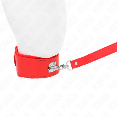 KINK - COLAR COM TRELA 116 CM COM PREGOS PRATA MODELO 4 VERMELHO AJUSTÁVEL 40-48 CM X 6 CM - D-240781 - Dona Pimenta