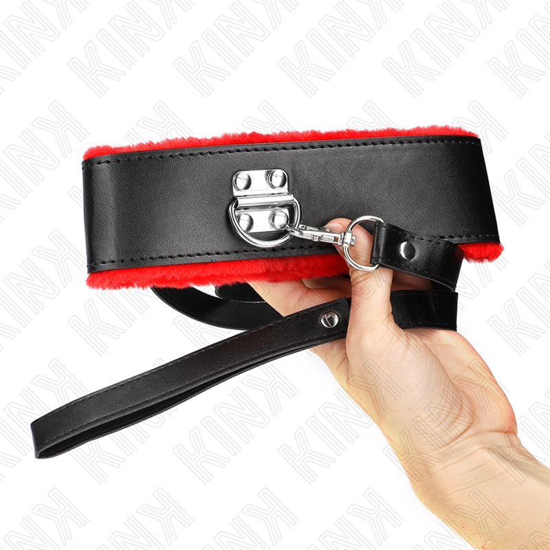 KINK - COLAR COM CINTO 116 CM COM ALÇA DE COURO VERMELHA AJUSTÁVEL 40-48 CM X 6 CM - D-240782 - Dona Pimenta