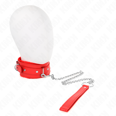 KINK - COLAR COM TRELA 65 CM COM RESTRIÇÕES VERMELHO 36-42 CM X 5,5 CM - D-240785 - Dona Pimenta