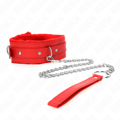 KINK - COLAR COM TRELA 65 CM COM RESTRIÇÕES VERMELHO 36-42 CM X 5,5 CM - D-240785 - Dona Pimenta