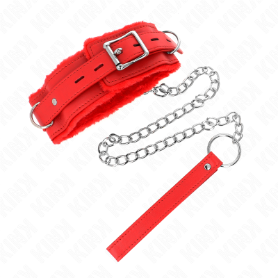 KINK - COLAR COM TRELA 65 CM COM RESTRIÇÕES VERMELHO 36-42 CM X 5,5 CM - D-240785 - Dona Pimenta