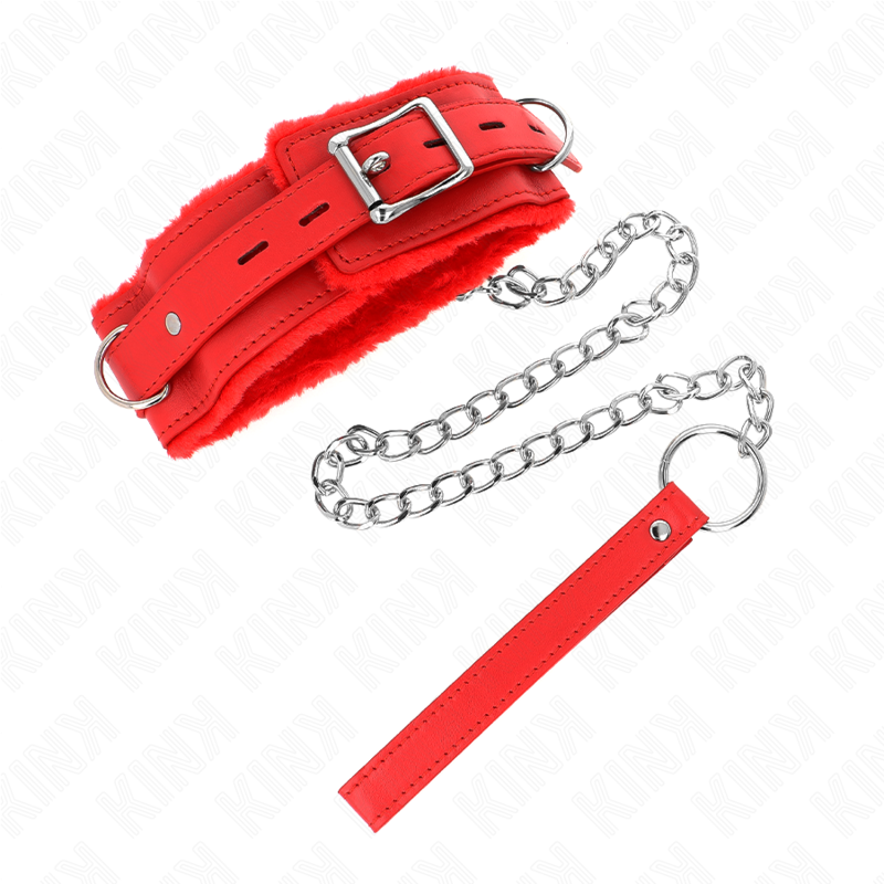 KINK - COLAR COM TRELA 65 CM COM RESTRIÇÕES VERMELHO 36-42 CM X 5,5 CM - D-240785 - Dona Pimenta