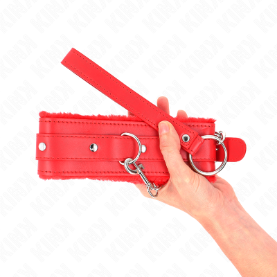 KINK - COLAR COM TRELA 65 CM COM RESTRIÇÕES VERMELHO 36-42 CM X 5,5 CM - D-240785 - Dona Pimenta