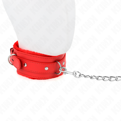 KINK - COLAR COM TRELA 65 CM COM RESTRIÇÕES VERMELHO 36-42 CM X 5,5 CM - D-240785 - Dona Pimenta