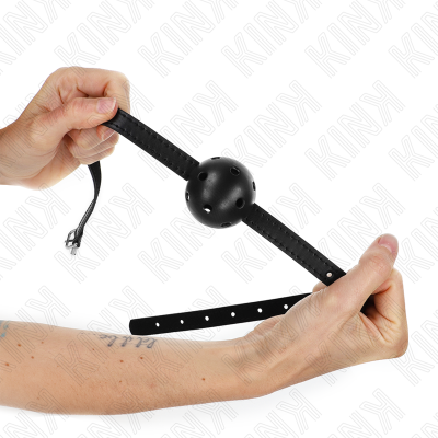 KINK - BOLA RESPIRÃVEL PRETA SIMPLICITY 4,5 CM MORDAÇA 62 x 1,5 CM - D-240847 - Dona Pimenta