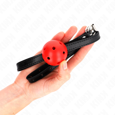 KINK - SIMPLICITY VERMELHO RESPIRÃVEL 4,5 CM BOLA MORDAÇA 62 x 1,5 CM - D-240848 - Dona Pimenta
