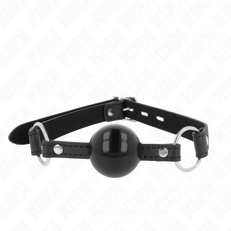 KINK - MORDAÇA BOLA TPE 4 CM COM FECHADURA PRETA 60 x 2 CM - D-240862 - Dona Pimenta