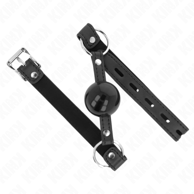KINK - MORDAÇA BOLA TPE 4 CM COM FECHADURA PRETA 60 x 2 CM - D-240862 - Dona Pimenta