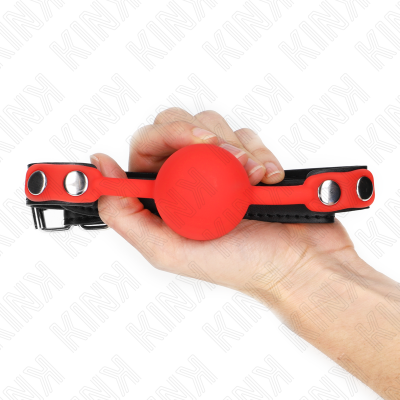 KINK - BOLA SILICONE VERMELHA MORDAÇA 4 CM 60 x 2 CM - D-240877 - Dona Pimenta