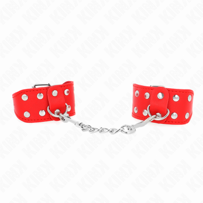 KINK - PULSEIRAS COM LINHA DUPLA DE PREGOS AJUSTÁVEIS VERMELHO - D-241003 - Dona Pimenta