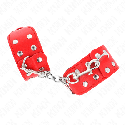 KINK - PULSEIRAS COM LINHA DUPLA DE PREGOS AJUSTÁVEIS VERMELHO - D-241003 - Dona Pimenta