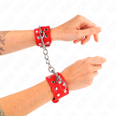 KINK - PULSEIRAS COM LINHA DUPLA DE PREGOS AJUSTÁVEIS VERMELHO - D-241003 - Dona Pimenta