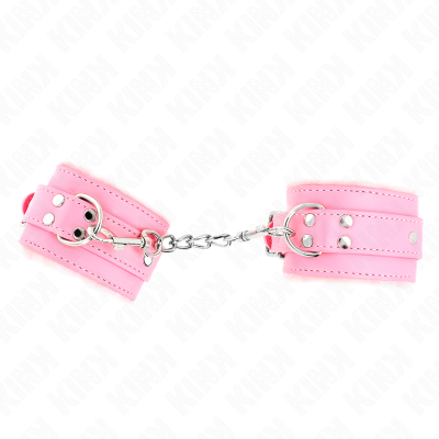 KINK - PULSO FORRO DE PELE ROSA COM CINTO ROSA AJUSTÁVEL 17-29 CM X 6 CM - D-241027 - Dona Pimenta