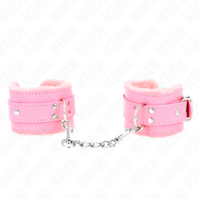 KINK - PULSO FORRO DE PELE ROSA COM CINTO ROSA AJUSTÁVEL 17-29 CM X 6 CM - D-241027 - Dona Pimenta