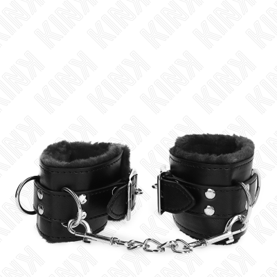 KINK - PULSO FORRO DE PELE PRETO COM CINTO PRETO AJUSTÁVEL 17-29 CM X 6 CM - D-241029 - Dona Pimenta
