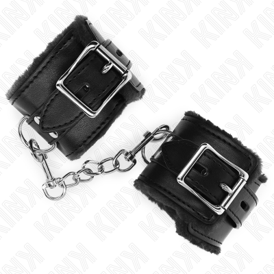 KINK - PULSO FORRO DE PELE PRETO COM CINTO PRETO AJUSTÁVEL 17-29 CM X 6 CM - D-241029 - Dona Pimenta