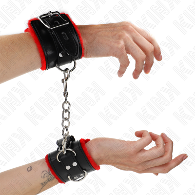 KINK - PULSO FORRO DE PELE COM FUROS QUADRADOS CINTO VERMELHO E PRETO AJUSTÁVEIS 17-29 CM X 6 CM - D-241034 - Dona Pimenta
