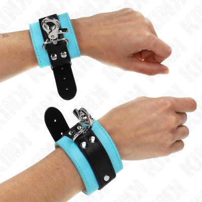 KINK - RETENÇÕES DE PULSO FECHÃVEIS PREMIUM PRETO / AZUL AJUSTÁVEIS 21-28 CM X 5,5 CM - D-241052 - Dona Pimenta