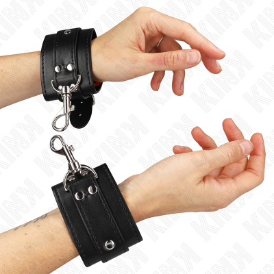 KINK - PROTEÃÃES DE PULSO DE MASMORRA COM BLOQUEIO PRETO AJUSTÁVEIS 21-28 CM X 5,5 CM - D-241053 - Dona Pimenta