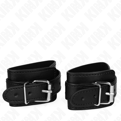 KINK - PROTEÃÃES DE PULSO DE MASMORRA COM BLOQUEIO PRETO AJUSTÁVEIS 21-28 CM X 5,5 CM - D-241053 - Dona Pimenta