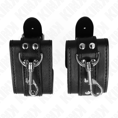 KINK - PROTEÃÃES DE PULSO DE MASMORRA COM BLOQUEIO PRETO AJUSTÁVEIS 21-28 CM X 5,5 CM - D-241053 - Dona Pimenta