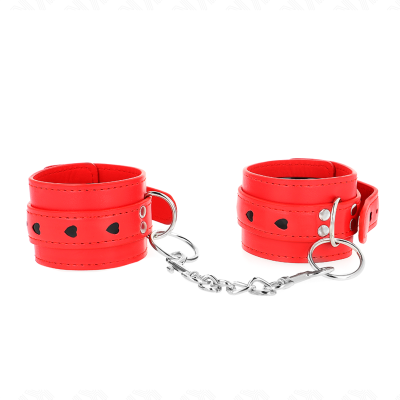 KINK - PULSO VERMELHO COM INSERÃÃO DE CORAÇÃO PRETO AJUSTÁVEL 21-28 CM X 5,5 CM - D-241055 - Dona Pimenta