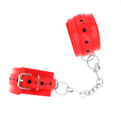 KINK - PULSO VERMELHO COM INSERÃÃO DE CORAÇÃO PRETO AJUSTÁVEL 21-28 CM X 5,5 CM - D-241055 - Dona Pimenta