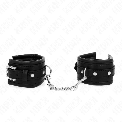 KINK - RETENÇÕES DE PULSO COM FIVELA DE RHINESTONE PRETO AJUSTÁVEIS 25-32 CM X 5,5 CM - D-241063 - Dona Pimenta