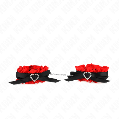 KINK - RETENÇÕES DE PUNHO ELÁSTICAS DE RENDA DETALHES DE CORAÇÃO VERMELHO AJUSTÁVEIS 22-35 CM - D-241090 - Dona Pimenta
