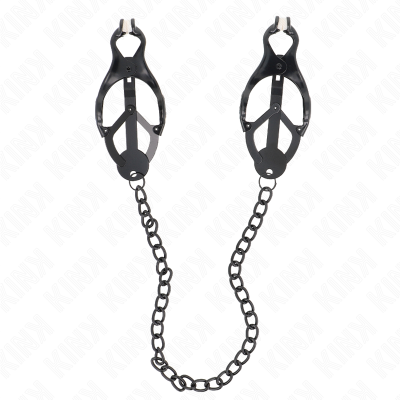 KINK - PINÇAS DE TREVO JAPONÃS COM CORRENTE PRETA 30 CM - D-240975 - Dona Pimenta
