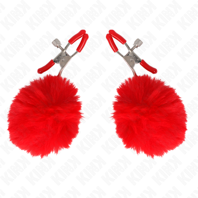KINK - GRAMPO DE BOLA DE PELE FALSA VERMELHO 6 CM - D-240948 - Dona Pimenta