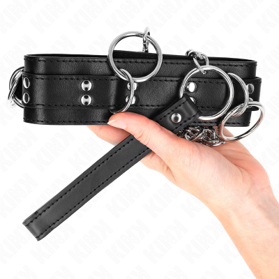 KINK - COLAR DE ESCRAVIDÃO DE 3 ANÉIS COM ALÇA 80 CM 53 X 5 CM - D-240808 - Dona Pimenta