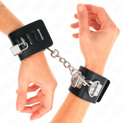 KINK - PUNHOS MULTIPOSIÇÕES COM FECHO DE CADEADO PRETO AJUSTÁVEIS 16-23 CM X 5,5 CM - D-241046 - Dona Pimenta