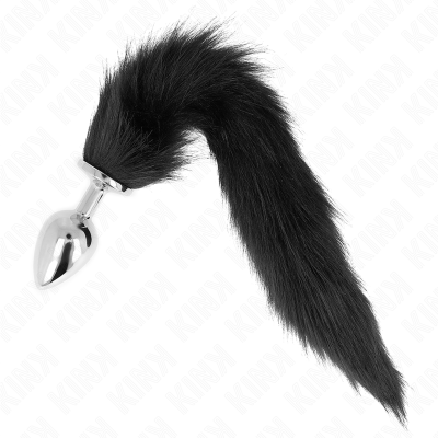 KINK - PLUG ANAL TAMANHO L 10 X 4 CM COM CAUDA SINTÃTICA 40 CM PRETO - D-240663 - Dona Pimenta