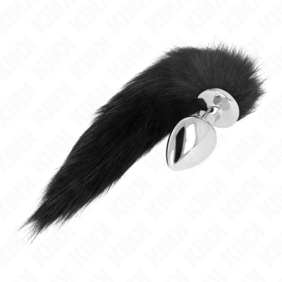 KINK - PLUG ANAL TAMANHO L 10 X 4 CM COM CAUDA SINTÃTICA 40 CM PRETO - D-240663 - Dona Pimenta