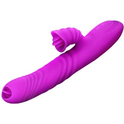 ARMONY - ANGELIA VIBRADOR MULTIFUNO LÍNGUA DUPLA EFEITO DE CALOR VIOLETA - D-238183 - Dona Pimenta