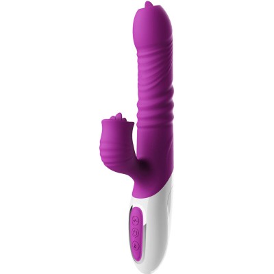 ARMONY - VIBRADOR DE LÍNGUA DUPLA E EFEITO DE CALOR VIOLETA DE EMPURRO - D-238184 - Dona Pimenta