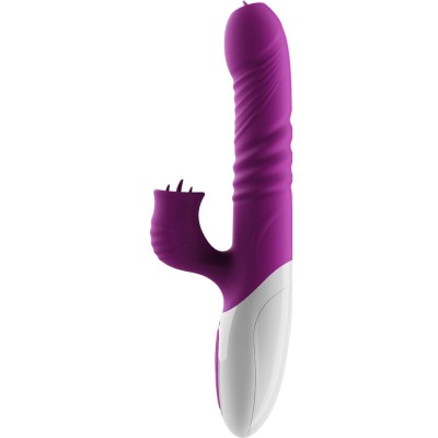 ARMONY - VIBRADOR DE LÍNGUA DUPLA E EFEITO DE CALOR VIOLETA DE EMPURRO - D-238184 - Dona Pimenta