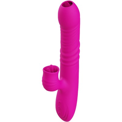ARMONY - FANNY MULTIFUNÇÃO VIBRADOR DE LÍNGUA DUPLA FÚCSIA EFEITO CALOR - D-238185 - Dona Pimenta